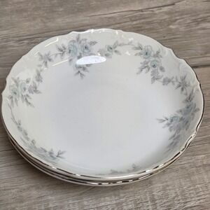 Mikasa Barbizon 9289 Soup / Cereal Bowls Set of 2 – Blue Flowers – Platinum Trim